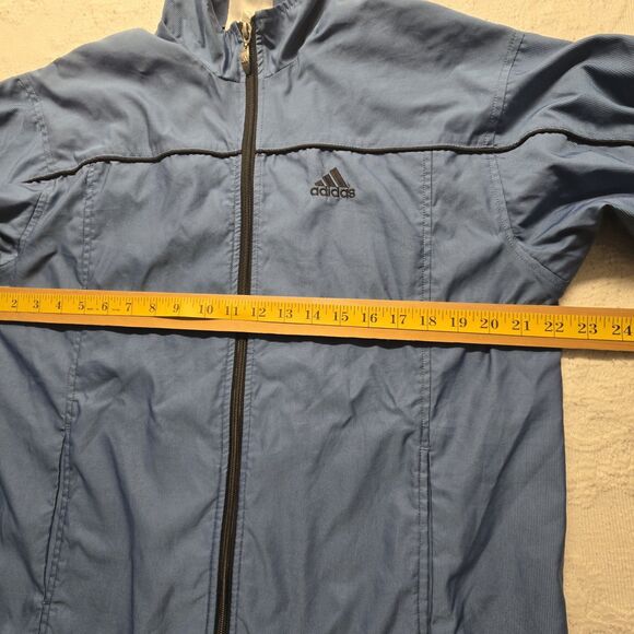 Adidas Classic Blue Windbreaker Jacket Men Medium 90s Vintage Exercise Workout - Picture 7 of 7